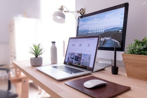 desktop and laptop office for marketers